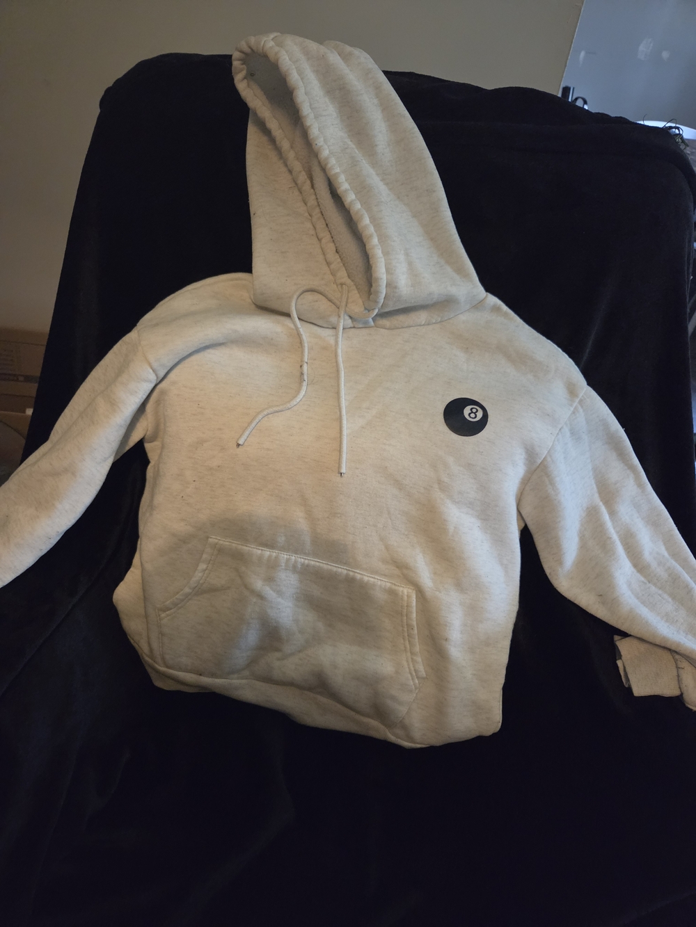 Light Gray Hooded Sweater with 8-Ball Patch